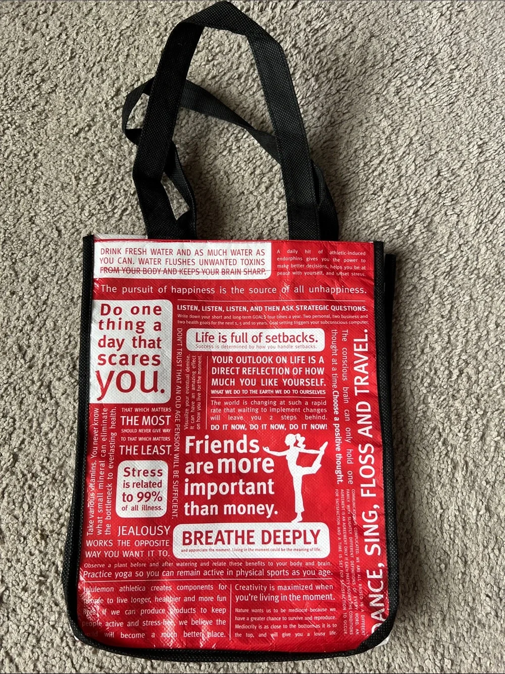 lululemon athletica Red and Black Inspirational Tote